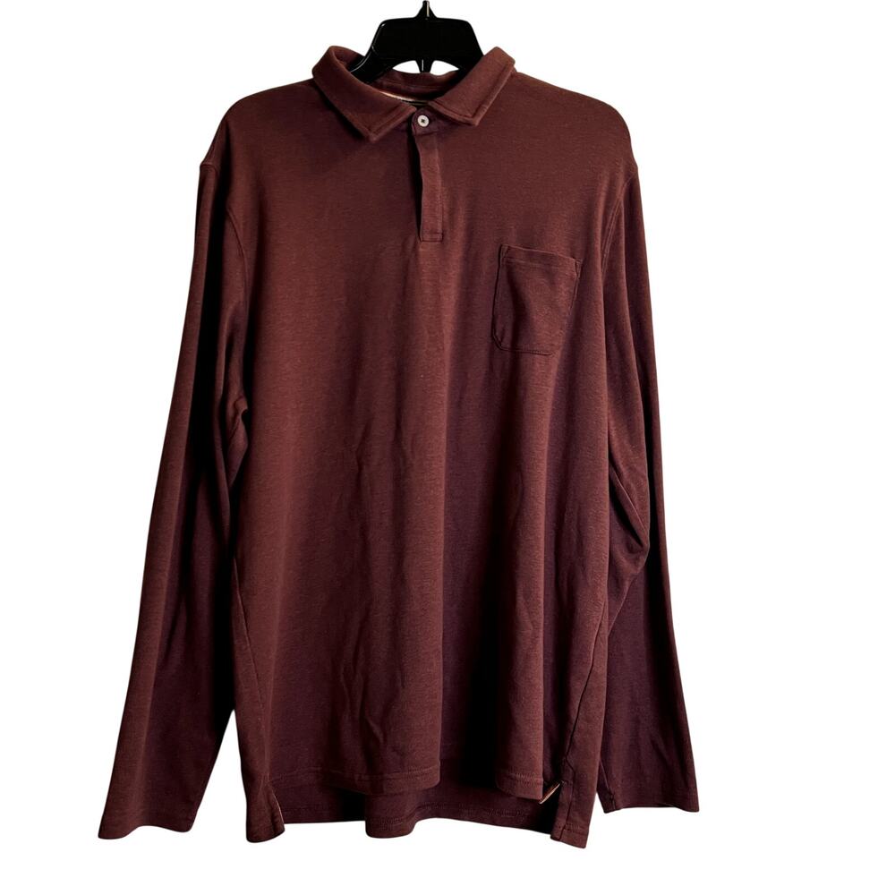 The Normal Brand long sleeve polo shirt size XL Muted burgundy cotton